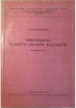 Bibliografia starych druków kaliskich Do końca XVIII w