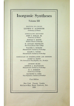 Inorganic syntheses volume III 1950 r