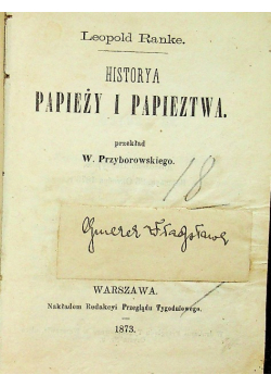 Historya papieży i papieztwa Tom 3 1873 r.