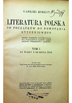 Literatura polska od początków do powstania styczniowego tom I 1917 r.