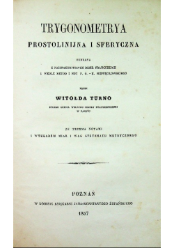Turno trygonometria prostolinijna i sferyczna 1857 r.