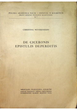 De Ciceronis Epistulis Deperditis