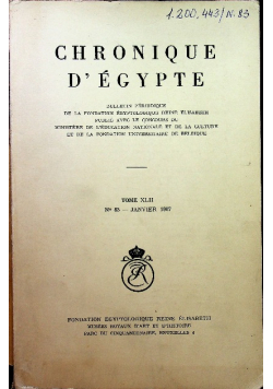 Chronique D egypte tome XLII nr 83