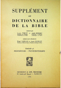Supplement au Dictionnaire De La Bible Fascicule 47