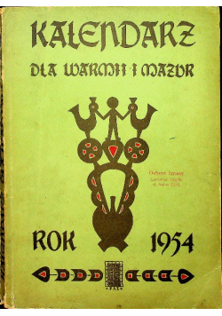 Kalendarz dla Warmii i Mazur Rok 1954