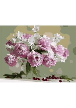 Malowanie po numerach - Peonie i czereśnie 30x40cm