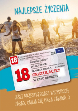 Karnet Urodziny Osiemnastka Gift-M