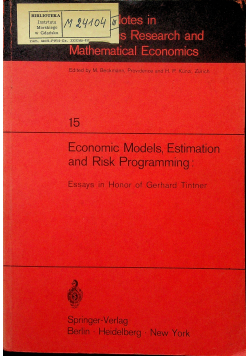 Economic Models Estimation and Risk Programming