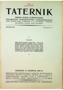Taternik rocznik XIII zeszyt 2 1929r.
