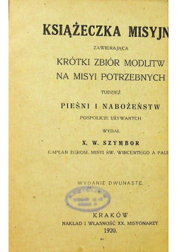 Książeczka misyjna 1920 r.