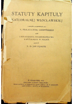 Statuty kapituły katedralnej Wrocławskiej 1916 r.