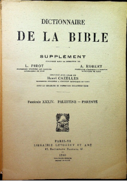 Dictionnaire de la Bible supplement fasciule XXXIV