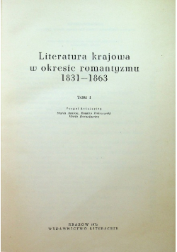 Literatura krajowa w okresie romantyzmu tom I