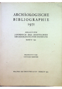 Archäologische Bibliographie 1971