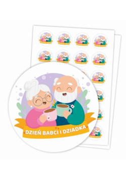 Naklejki - Dzień Babci i Dziadka 40mm 48 szt.