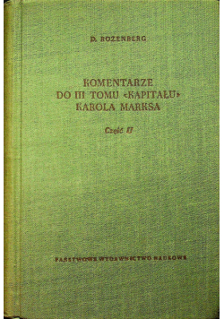 Komentarze do III tomu Kapitału Karola Marksa Część II