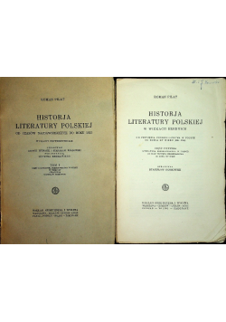 Historya literatury Polskiej Część I i II  1926 r