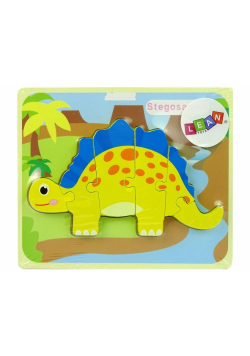 Drewniane puzzle Dinozaur Stegosaurus żółty