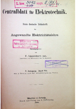 Centralblatt für Elektrotechnik 1885 r