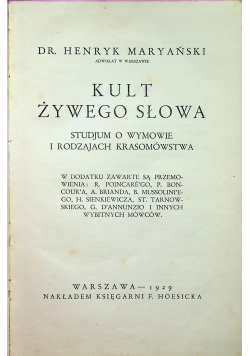 Kult żywego słowa 1929 r.