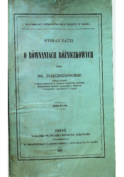 Wykład nauki o równaniach różniczkowych 1877 r.