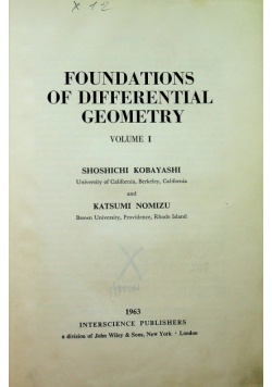 Foundations of differential geometry volume 1
