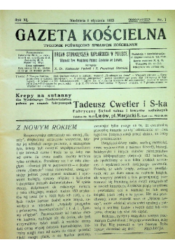Gazeta kościelna nr 1 do 52 1933 r.