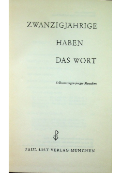 Zwanzigjahrige haben das wort