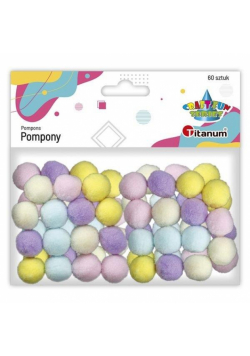 Pompony poliestrowe 16mm mix 60szt