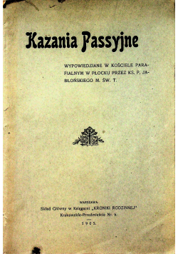 Kazania Passyjne 1905r
