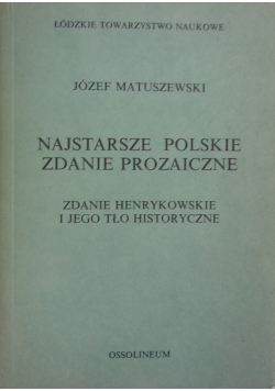 Najstarsze polskie zdanie prozaiczne