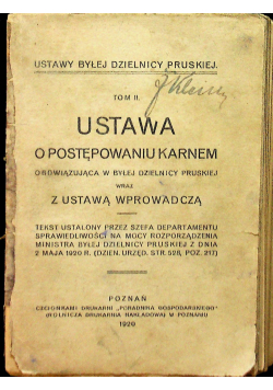 Ustawa o postępowaniu karnem tom II 1920 r