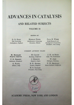 Advances in catalysis vol 18