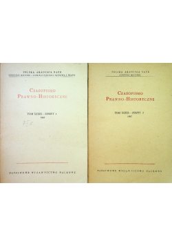 Czasopismo prawno historyczne tom XXXIX zeszyt 1 i 2