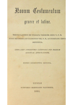 Novum Testamentum Graece et Latine 1884r.