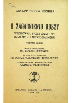 O zagadnieniu duszy 1921 r.