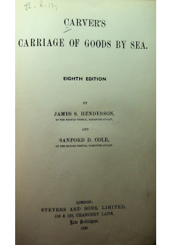 Carvers carriage of goods by sea 1938r