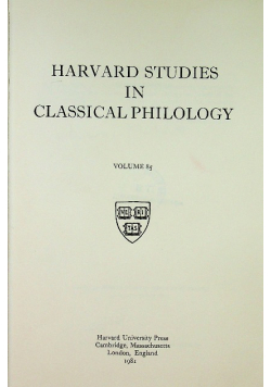 Harvard studies in classical philology vol 85