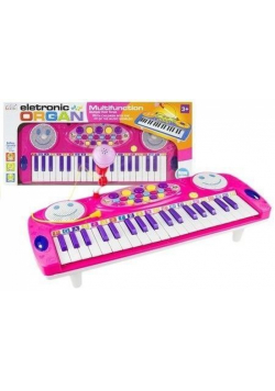 Keyboard na nóżkach pianinko z mikrofonem różowy