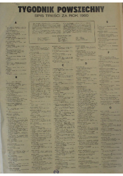Tygodnik Powszechny Spis treści za rok 1960