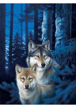 Puzzle 1000 Wilki w lesie