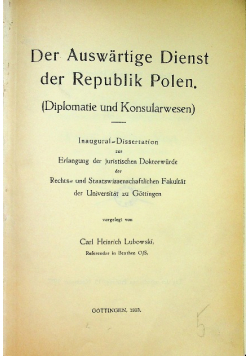 Der Auswärtige Dienst der Republik Polen 1933 r.