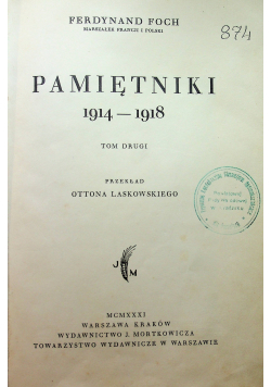 Pamiętniki 1914 - 1918 1931 r