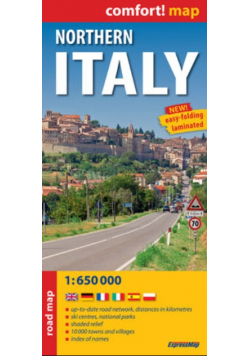 Northern Italy laminowana mapa samochodowa 1:650 000