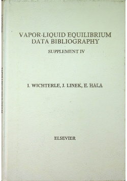 Vapor Liquid equilibrium data bibliography Suplement IV