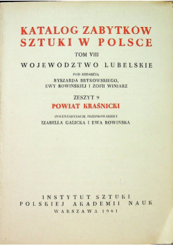 Katalog zabytków sztuki w Polsce tom VIII zeszyt 9