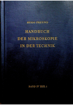 Handbuch der mikroskopie in der technik Band IV