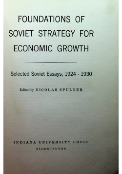 Foundations of soviet strategy for economic growth