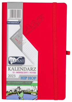 Kalendarz 2023 A5 tyg. Hip hop czerwony ELEFANT