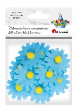 Filcowe dekoracje 3D kwiaty niebieskie 10szt